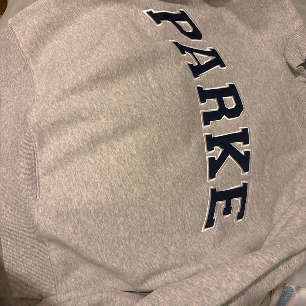 Parke small/med  Light Gray Sweatshirt with Navy Accents NEW Authentic